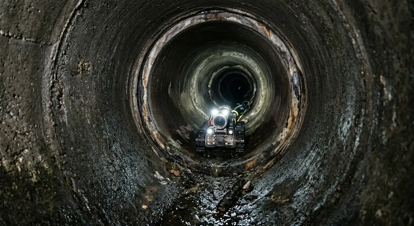 Robotic sewer camera inspecting pipe interior for Sewer Line Repair in West Long Branch